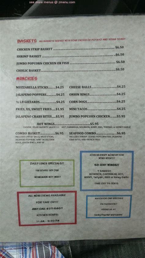 the lucky dog casino|lucky dog casino restaurant menu.